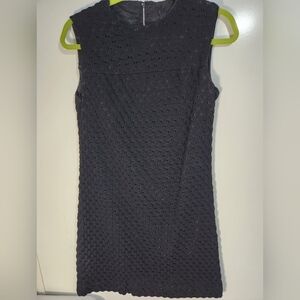 Vintage Black Textured Dress Made Between 1955-1995, Size 13